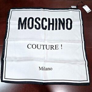 Moschino Couture Logo-Print Silk Scarf - White